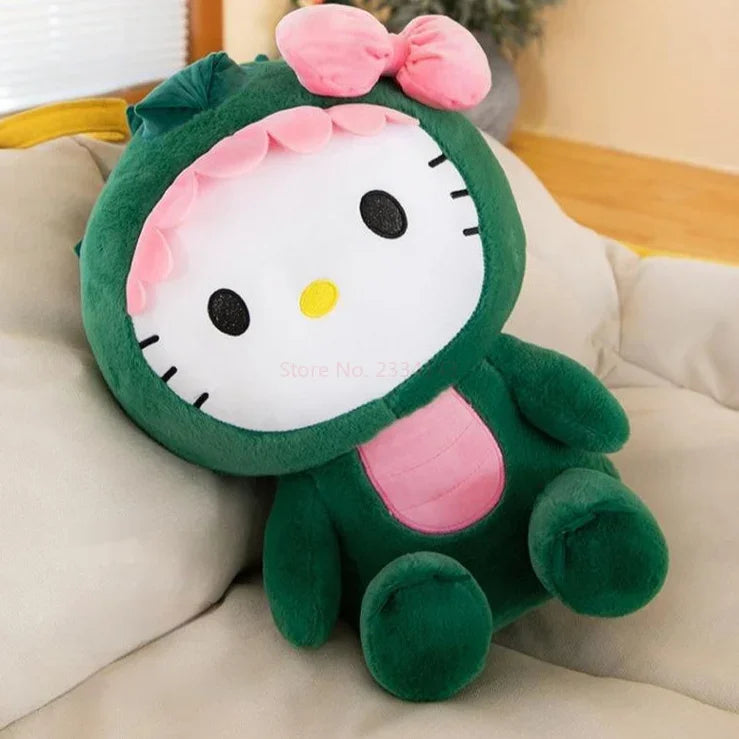 35cm Hello Kitty Cos Dinosaur Kawaii Cartoon Plush Doll Toys Soft Throw Pillow Back Cushion Girls Birthday Toyd Gifts