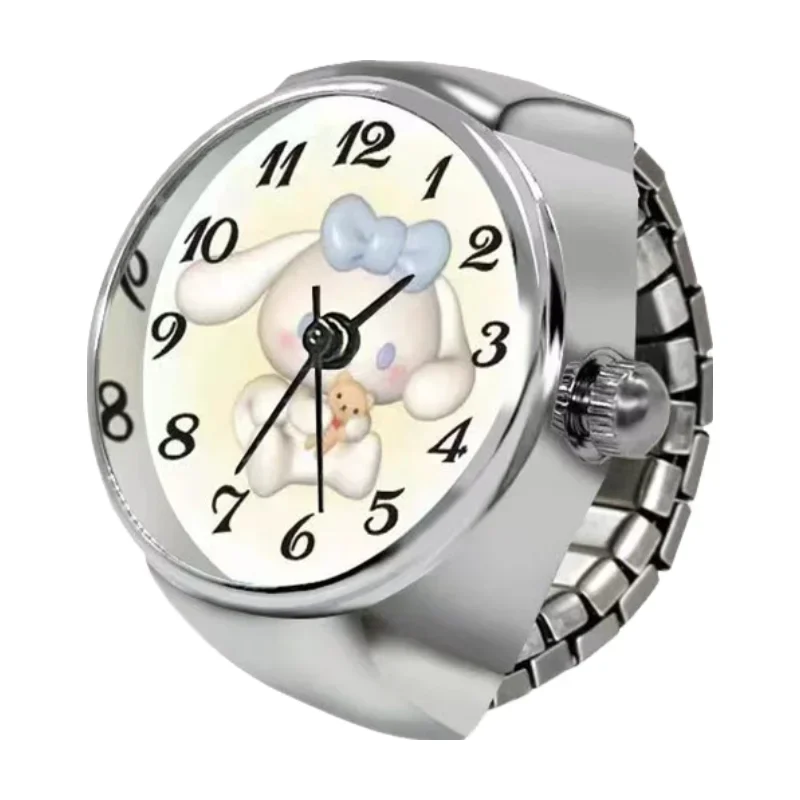 Sanrio Hello Kitty Watch Ring, Cute Kt Cat Bow, Rhinestone Clock Ring, Girls Jewelry, Kids Gifts, Kawaii Toys