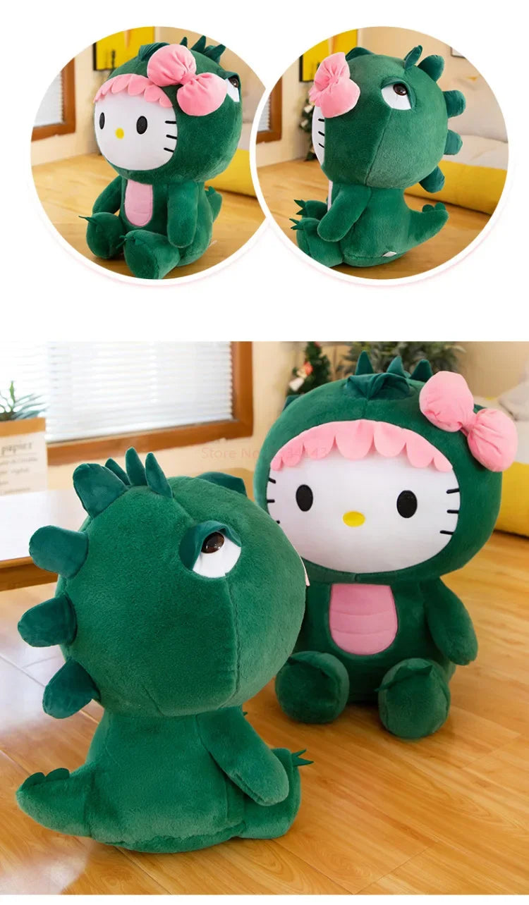 35cm Hello Kitty Cos Dinosaur Kawaii Cartoon Plush Doll Toys Soft Throw Pillow Back Cushion Girls Birthday Toyd Gifts