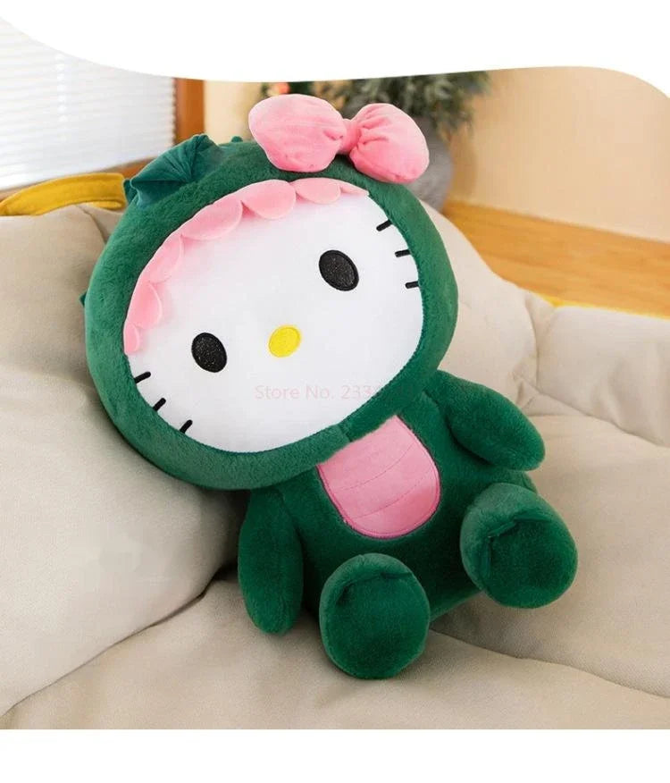 35cm Hello Kitty Cos Dinosaur Kawaii Cartoon Plush Doll Toys Soft Throw Pillow Back Cushion Girls Birthday Toyd Gifts