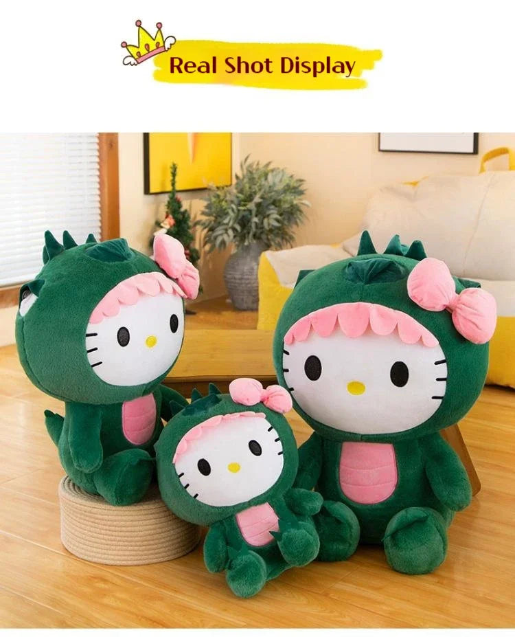 35cm Hello Kitty Cos Dinosaur Kawaii Cartoon Plush Doll Toys Soft Throw Pillow Back Cushion Girls Birthday Toyd Gifts