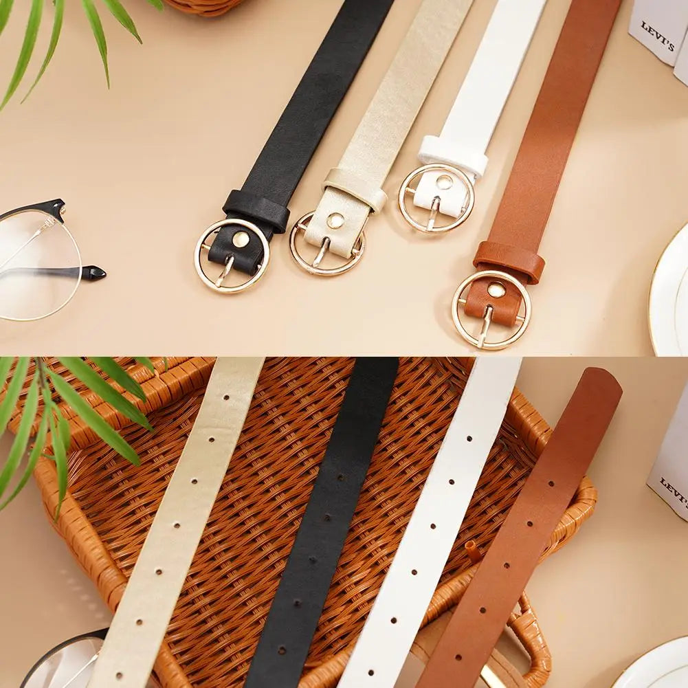 NEW High-end Round Women Belt Fashion Waist Belt Leather Metal Buckle For Ladies Leisure Dress Jeans Decoration Waistband