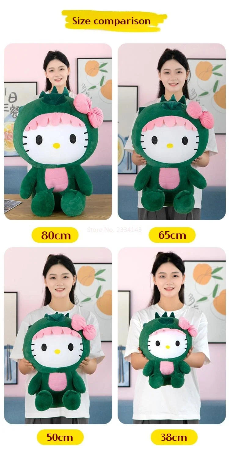 35cm Hello Kitty Cos Dinosaur Kawaii Cartoon Plush Doll Toys Soft Throw Pillow Back Cushion Girls Birthday Toyd Gifts