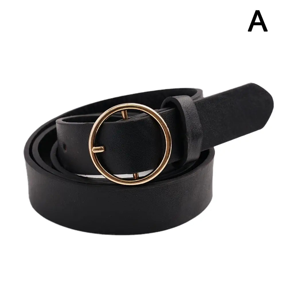 NEW High-end Round Women Belt Fashion Waist Belt Leather Metal Buckle For Ladies Leisure Dress Jeans Decoration Waistband