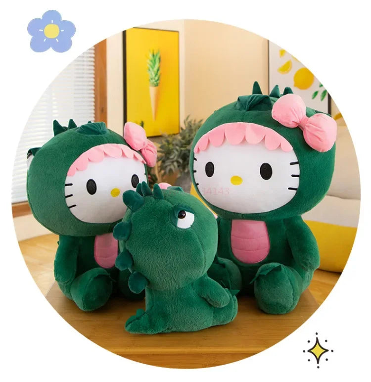 35cm Hello Kitty Cos Dinosaur Kawaii Cartoon Plush Doll Toys Soft Throw Pillow Back Cushion Girls Birthday Toyd Gifts