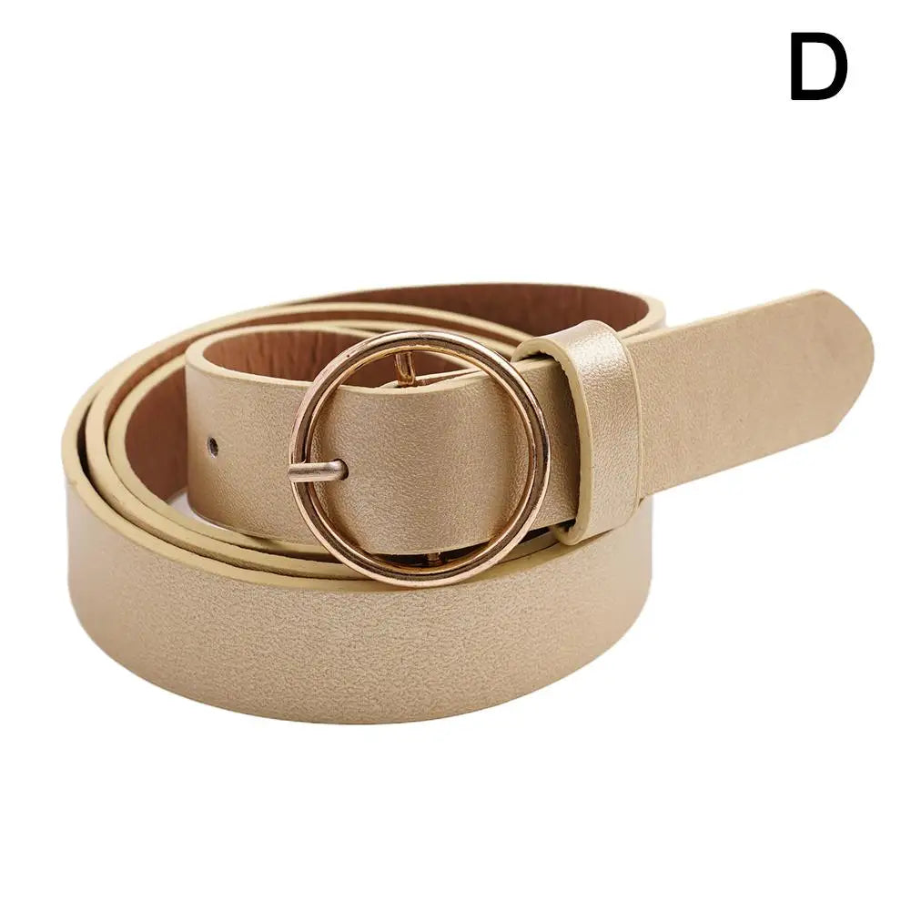 NEW High-end Round Women Belt Fashion Waist Belt Leather Metal Buckle For Ladies Leisure Dress Jeans Decoration Waistband