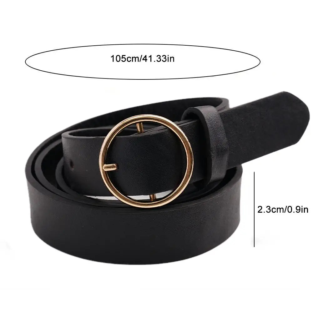 NEW High-end Round Women Belt Fashion Waist Belt Leather Metal Buckle For Ladies Leisure Dress Jeans Decoration Waistband