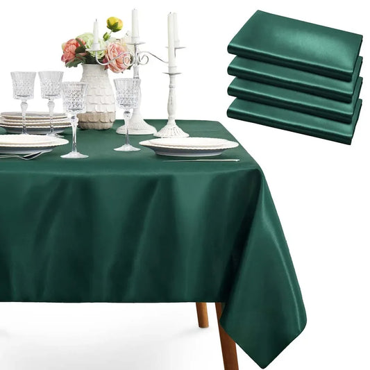 Dark Green Satin Tablecloth Rectangle Table Cover Bright Silky Table Cloth Smooth Table Decoration for Wedding Party Banquet