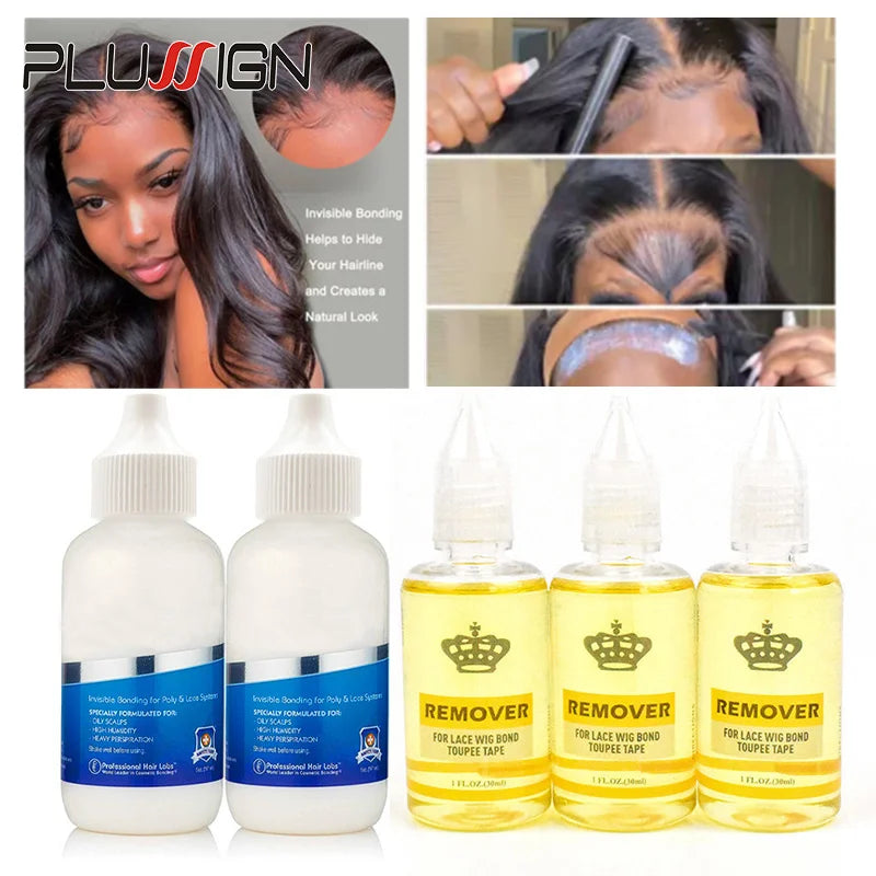 Plussign Wig Glue With Remover Super Lace Glue For Lace Wigs/Toupee/Closure Hair Glue Remover Wig Installation Kit