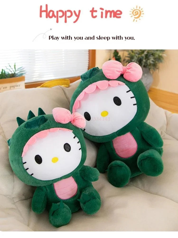 35cm Hello Kitty Cos Dinosaur Kawaii Cartoon Plush Doll Toys Soft Throw Pillow Back Cushion Girls Birthday Toyd Gifts