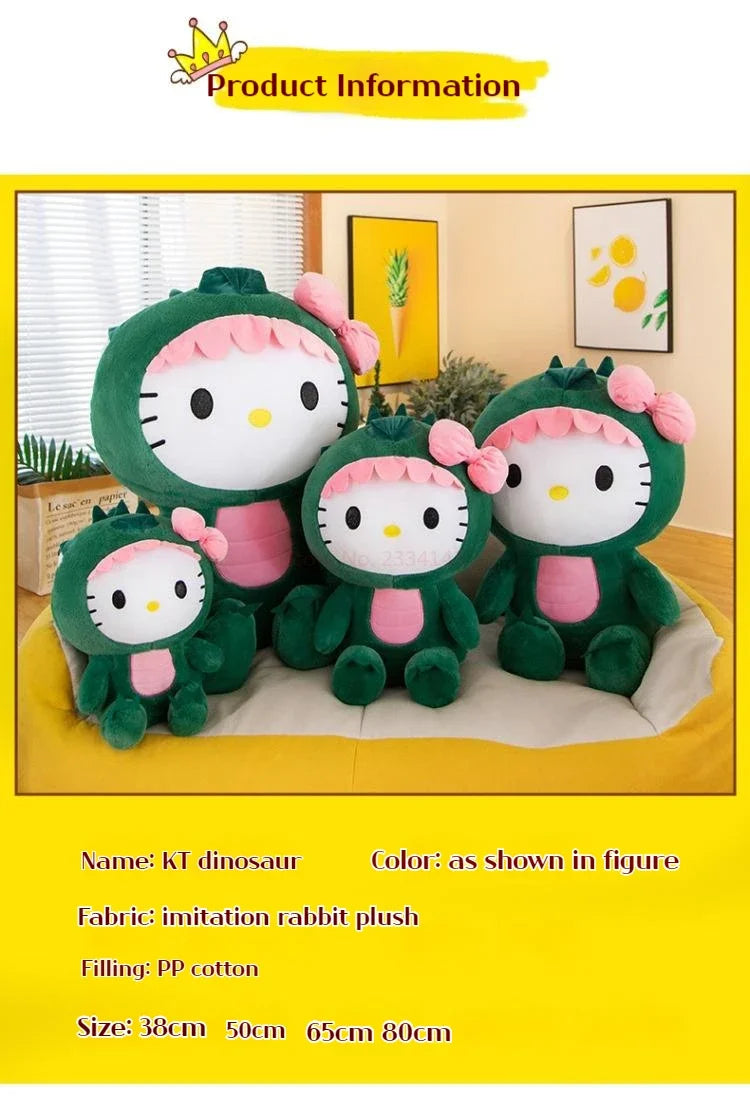 35cm Hello Kitty Cos Dinosaur Kawaii Cartoon Plush Doll Toys Soft Throw Pillow Back Cushion Girls Birthday Toyd Gifts