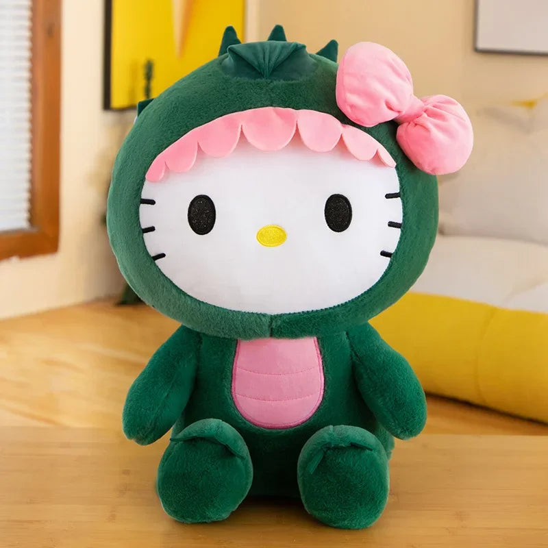 35cm Hello Kitty Cos Dinosaur Kawaii Cartoon Plush Doll Toys Soft Throw Pillow Back Cushion Girls Birthday Toyd Gifts