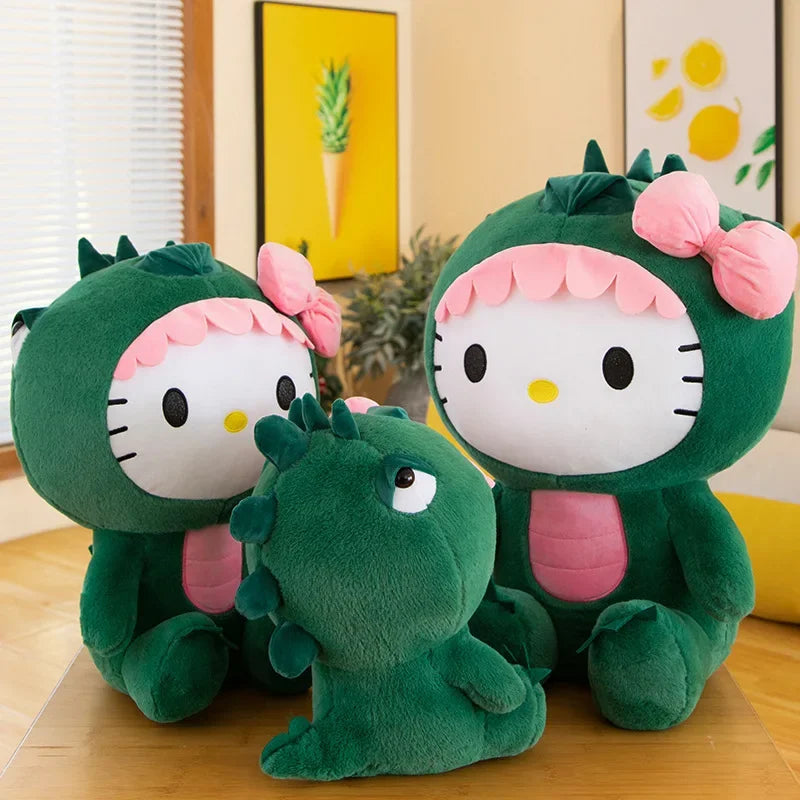 35cm Hello Kitty Cos Dinosaur Kawaii Cartoon Plush Doll Toys Soft Throw Pillow Back Cushion Girls Birthday Toyd Gifts