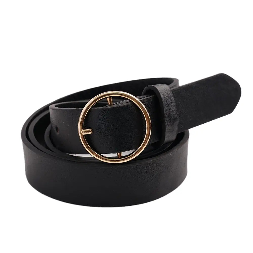 NEW High-end Round Women Belt Fashion Waist Belt Leather Metal Buckle For Ladies Leisure Dress Jeans Decoration Waistband