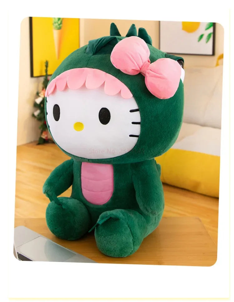 35cm Hello Kitty Cos Dinosaur Kawaii Cartoon Plush Doll Toys Soft Throw Pillow Back Cushion Girls Birthday Toyd Gifts