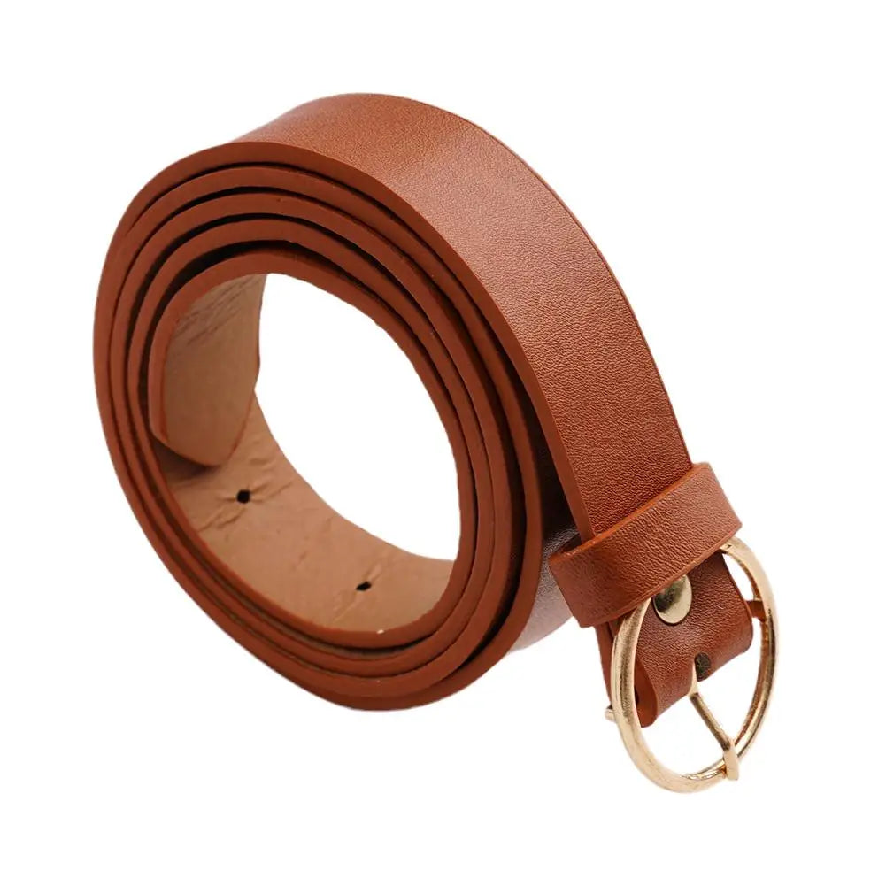 NEW High-end Round Women Belt Fashion Waist Belt Leather Metal Buckle For Ladies Leisure Dress Jeans Decoration Waistband