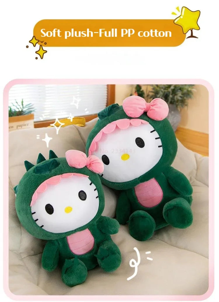 35cm Hello Kitty Cos Dinosaur Kawaii Cartoon Plush Doll Toys Soft Throw Pillow Back Cushion Girls Birthday Toyd Gifts