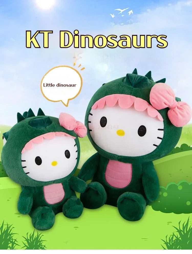 35cm Hello Kitty Cos Dinosaur Kawaii Cartoon Plush Doll Toys Soft Throw Pillow Back Cushion Girls Birthday Toyd Gifts