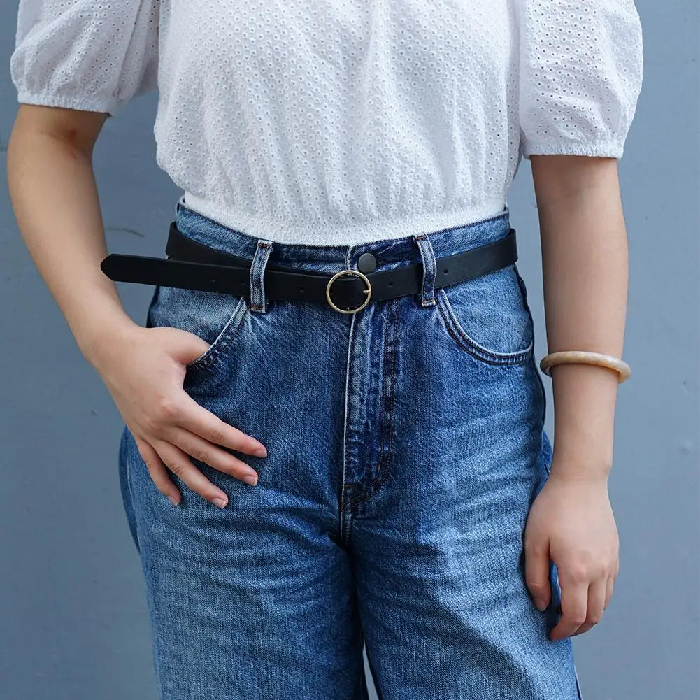 NEW High-end Round Women Belt Fashion Waist Belt Leather Metal Buckle For Ladies Leisure Dress Jeans Decoration Waistband