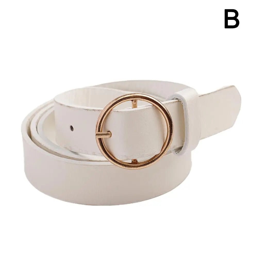 NEW High-end Round Women Belt Fashion Waist Belt Leather Metal Buckle For Ladies Leisure Dress Jeans Decoration Waistband