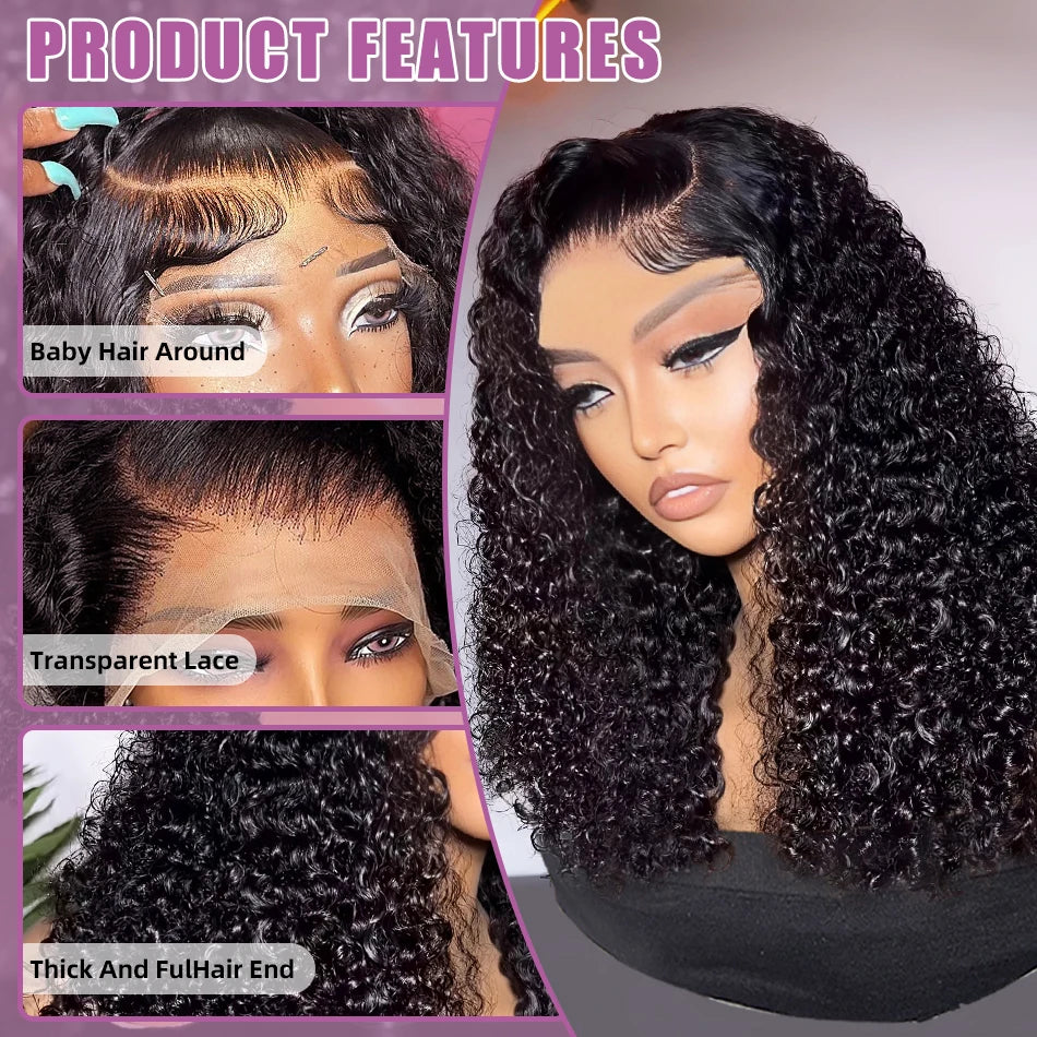 Links Short Bob Wigs Water Curly 13x4 13x6 HD Lace Front Human Hair For Women 250% Brazilian Deep Wave 5x5 Lace Closure Wig