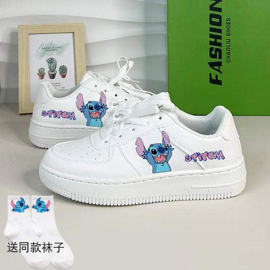 New Women Shoes Stitch Cute Lolita Shoe Versatile Girl Student Casual Couple's Kawaii Sneakers 2025 Men Women Off White Shoes